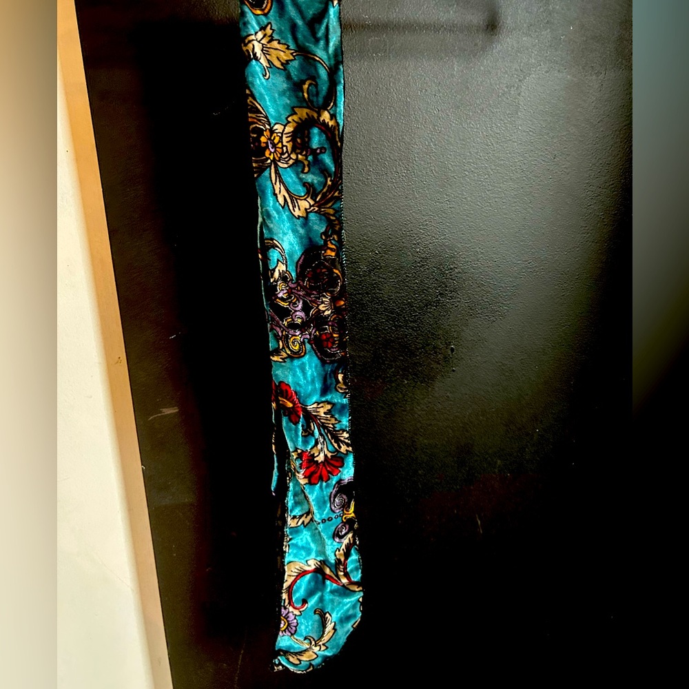 Boho Velour and Silk Floral Scarf Tie Wrap